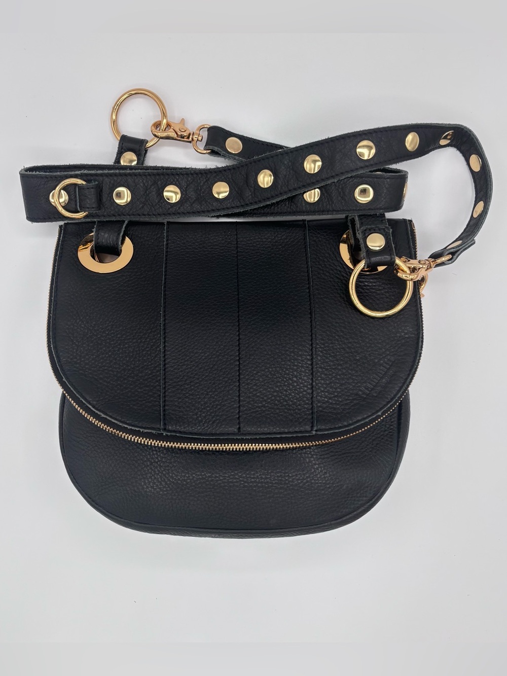 Hammitt Black Leather Crossbody Purse w/ Gold Hardware